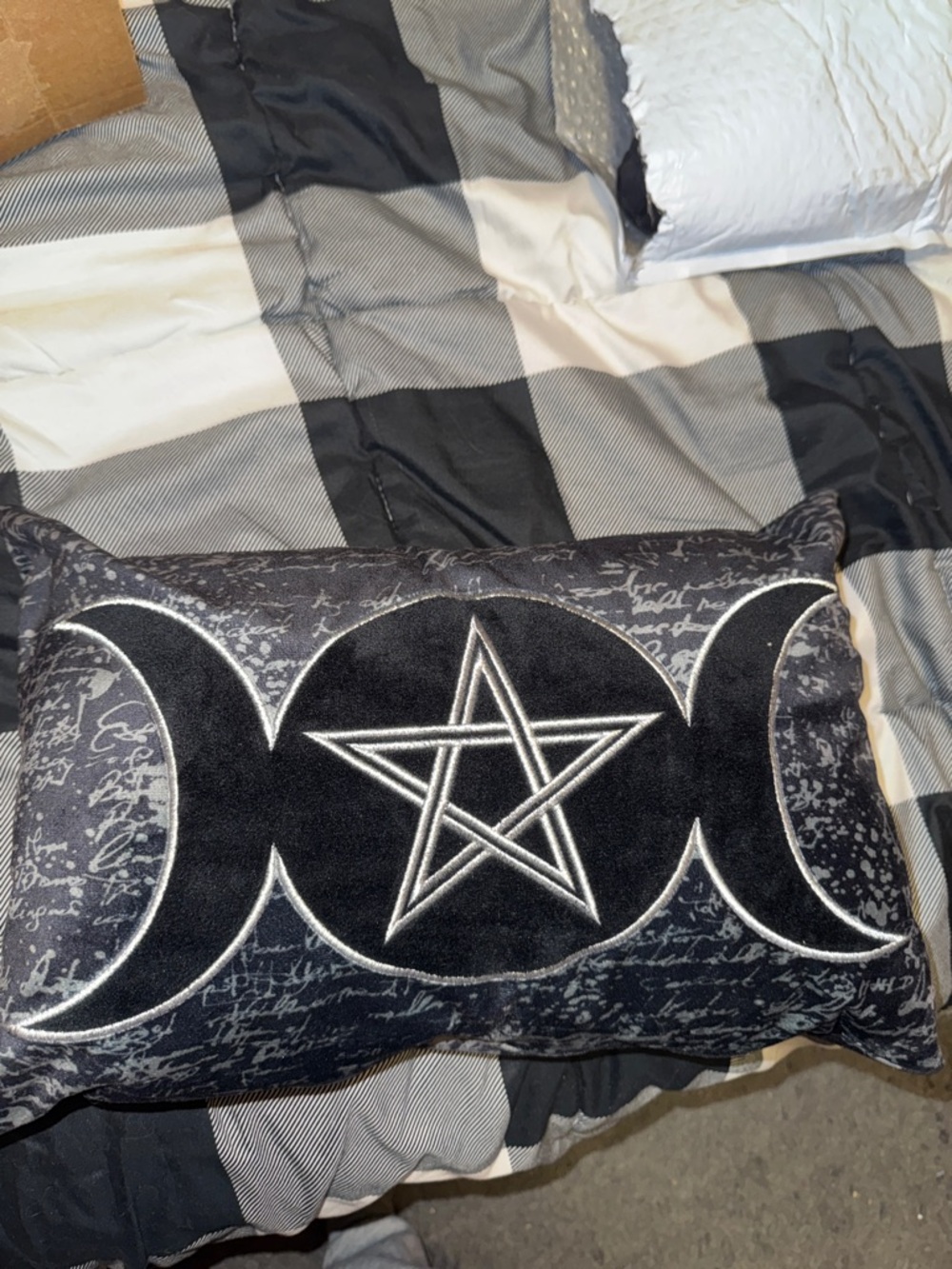 Triple Moon Pentagram Accent Pillow